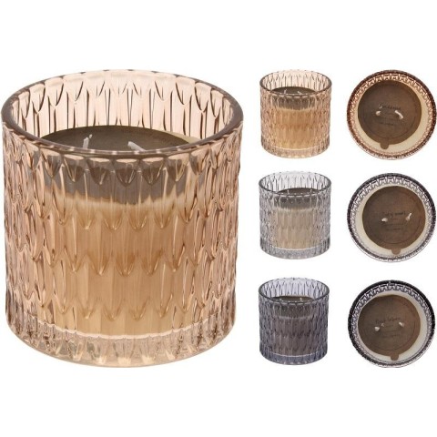 VASO VETRO CON CANDELA 10CM 3ASSORTITE